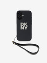 DKNY DKNY PU Leder Stack Logo Handgelenkschlaufe Schutzhülle für iPhone 16 Schwarz