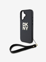 DKNY DKNY PU Leder Stack Logo Handgelenkschlaufe Schutzhülle für iPhone 16 Schwarz