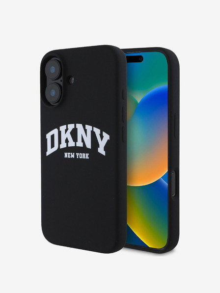 DKNY DKNY Liquid Silicone Arch Logo MagSafe Back Cover für iPhone 16 Plus Schwarz