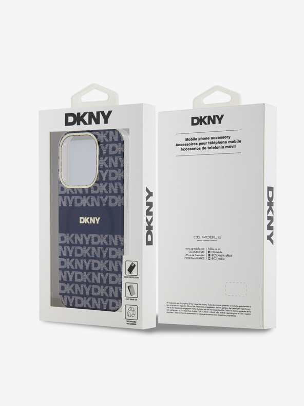 DKNY PC/TPU Repeat Pattern Tonal Stripe Magsafe Back Cover für iPhone 13 Pro Blau DKNY