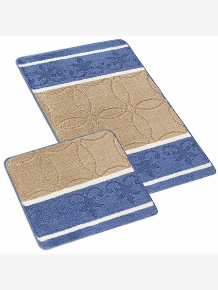 Bellatex Badezimmer- und Toilettenvorleger Ornament blau und beige Bellatex