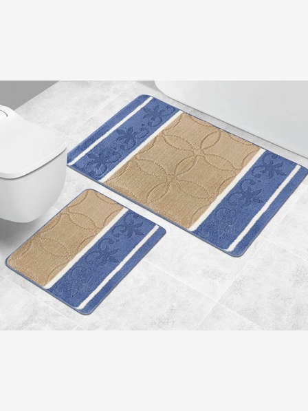 Bellatex Badezimmer- und Toilettenvorleger Ornament blau und beige Bellatex