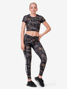Nebbia Schwarzes gemustertes Damen-Cropped-Shirt Nebbia