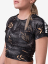 Nebbia Schwarzes gemustertes Damen-Cropped-Shirt Nebbia