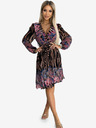 numoco Plisseekleid mit herzförmigem Ausschnitt, langen Ärmeln und Bindeband in der Taille - Tigermuster + rosa Blumen Numoco
