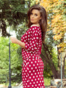 numoco Sportliches Kleid mit Bindeband und Taschen - burgunderrot + gepunktet Numoco
