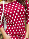numoco Sportliches Kleid mit Bindeband und Taschen - burgunderrot + gepunktet Numoco
