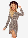 numoco Asymmetrisches Kleid mit Raffungen und Rüschen - Leopardenmuster Numoco