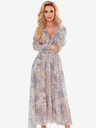 numoco Chiffon Midikleid - beige und blaues Boho-Muster Numoco