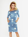 numoco Sportliches Kleid - Jeans mit weißen Polka Dots Numoco