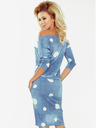 numoco Sportliches Kleid - Jeans mit weißen Polka Dots Numoco