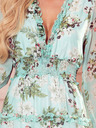 numoco Chiffonkleid mit Rüschen und breitem Gummiband - Blumen auf grünem Grund Numoco