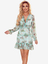 numoco Chiffonkleid mit Rüschen und breitem Gummiband - Blumen auf grünem Grund Numoco