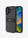 DKNY DKNY PU Leder Repeat Pattern Tonal Stripe Back Cover für iPhone 16 Plus Schwarz