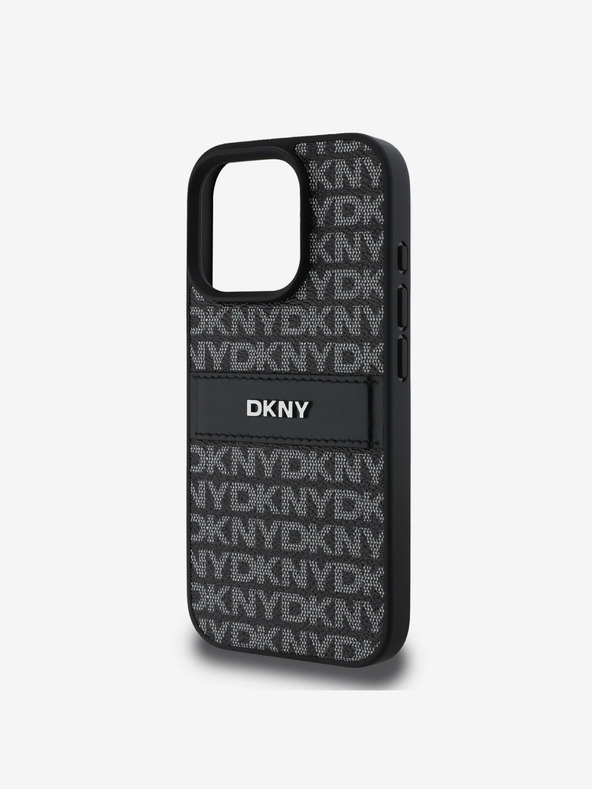 DKNY DKNY PU-Leder mit Streifenmuster und Karomuster für iPhone 16 Pro Max Schwarz