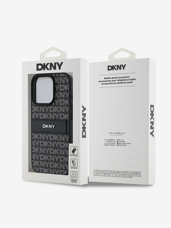 DKNY DKNY PU-Leder mit Streifenmuster und Karomuster für iPhone 16 Pro Max Schwarz