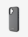 DKNY PU Leather Silver Metal Logo Magsafe iPhone 16 Grey Phone Case