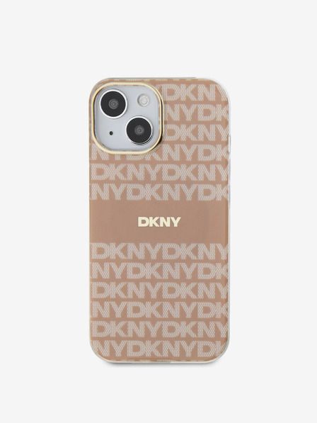 DKNY PC/TPU Repeat Pattern Tonal Stripe Magsafe Back Cover für iPhone 15 Pink DKNY