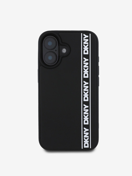 DKNY DKNY 3D Rubber Repeat Logo Line Back Cover für iPhone 16 Schwarz