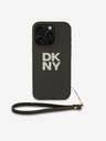 DKNY PU Leather Stack Logo Handschlaufe iPhone 16 Pro Green Handyhülle