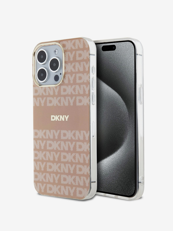 DKNY PC/TPU Wiederholungsmuster Tonal Stripe Magsafe Back Cover für iPhone 15 Pro Max Pink DKNY