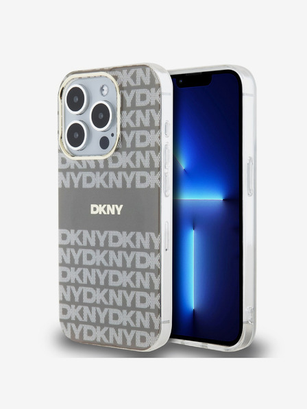 DKNY PC/TPU Wiederholungsmuster Tonal Stripe Magsafe Back Cover für iPhone 13 Pro Max Beige DKNY
