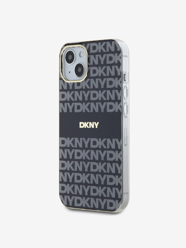 DKNY PC/TPU Repeat Pattern Tonal Stripe Magsafe Back Cover für iPhone 15 Schwarz DKNY