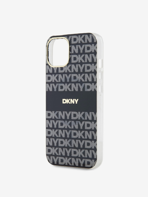 DKNY PC/TPU Repeat Pattern Tonal Stripe Magsafe Back Cover für iPhone 15 Schwarz DKNY