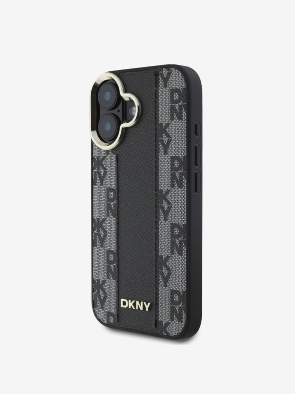 DKNY DKNY PU Leder Karomuster Magsafe Back Cover für iPhone 16 Schwarz
