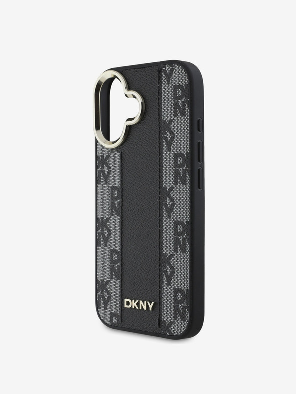 DKNY DKNY PU Leder Karomuster Magsafe Back Cover für iPhone 16 Schwarz