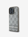 DKNY DKNY PU Leder Karomuster und Streifen Rückseitenschutz für iPhone 16 Pro Beige