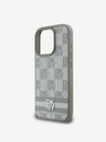 DKNY DKNY PU Leder Karomuster und Streifen Rückseitenschutz für iPhone 16 Pro Beige