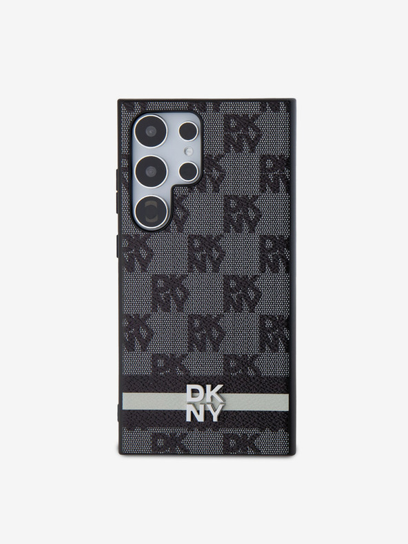 DKNY DKNY PU Leder Karomuster und Streifen Backcover für Samsung Galaxy S24 Ultra Schwarz
