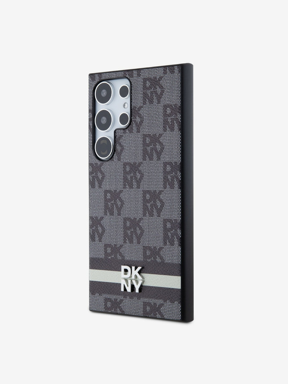 DKNY DKNY PU Leder Karomuster und Streifen Backcover für Samsung Galaxy S24 Ultra Schwarz