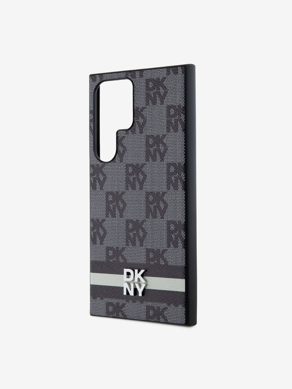 DKNY DKNY PU Leder Karomuster und Streifen Backcover für Samsung Galaxy S24 Ultra Schwarz