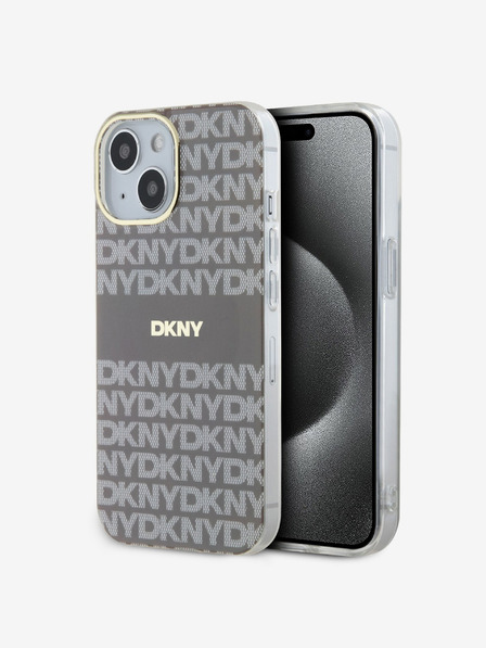 DKNY PC/TPU Repeat Pattern Tonal Stripe Magsafe Back Cover für iPhone 14 Beige DKNY