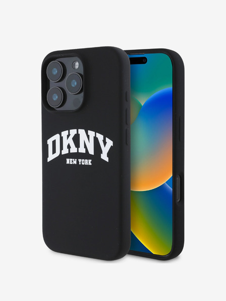 DKNY DKNY Liquid Silicone Arch Logo MagSafe Back Cover für iPhone 16 Pro Schwarz