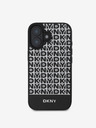 DKNY DKNY PU Leder Repeat Pattern Bottom Stripe MagSafe Back Cover für iPhone 16 Plus Schwarz
