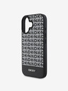 DKNY DKNY PU Leder Repeat Pattern Bottom Stripe MagSafe Back Cover für iPhone 16 Plus Schwarz