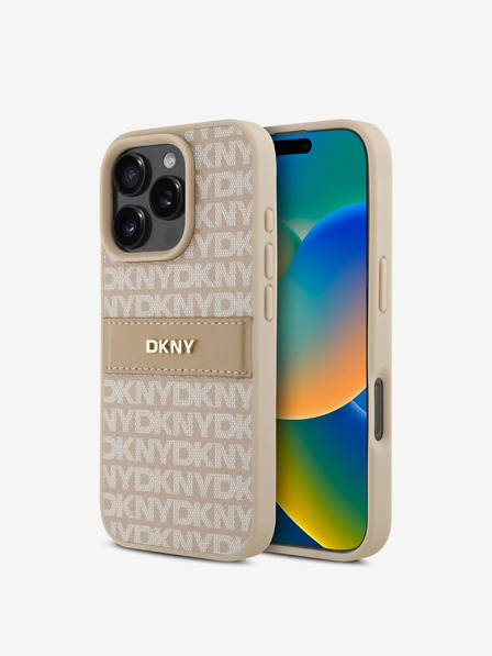 DKNY DKNY PU-Leder Rückseite mit Streifenmuster für iPhone 16 Pro Max Pink