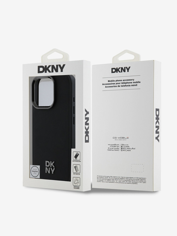 DKNY DKNY PU Leder Stack Logo Magsafe Back Cover für iPhone 16 Pro Max Schwarz