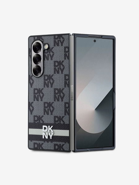DKNY DKNY PU Leder Karomuster und Streifen Back Cover für Samsung Galaxy Z Fold 6 Schwarz
