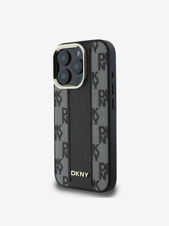 DKNY DKNY PU Leder Checkered Pattern Magsafe Back Cover für iPhone 16 Pro Max Schwarz