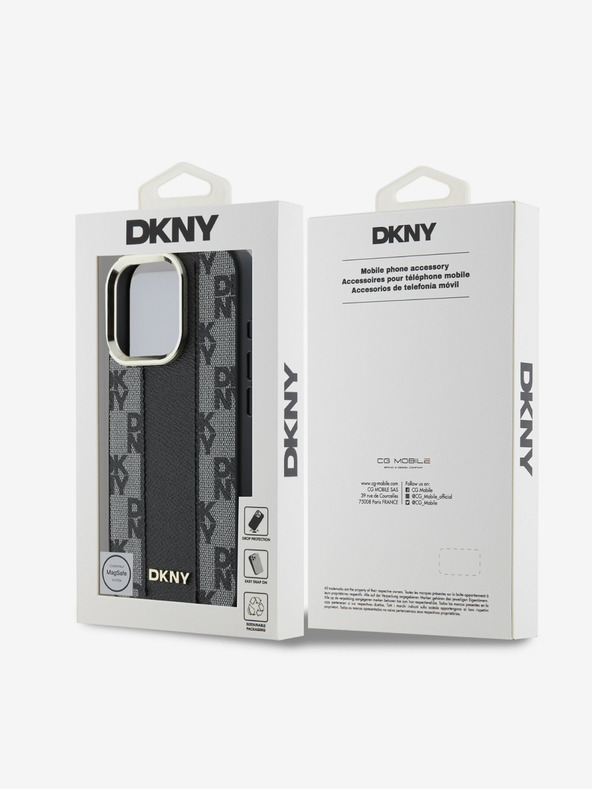 DKNY DKNY PU Leder Checkered Pattern Magsafe Back Cover für iPhone 16 Pro Max Schwarz