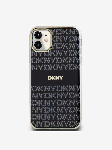 DKNY PC/TPU Repeat Pattern Tonal Stripe Magsafe Back Cover für iPhone 11 Schwarz DKNY