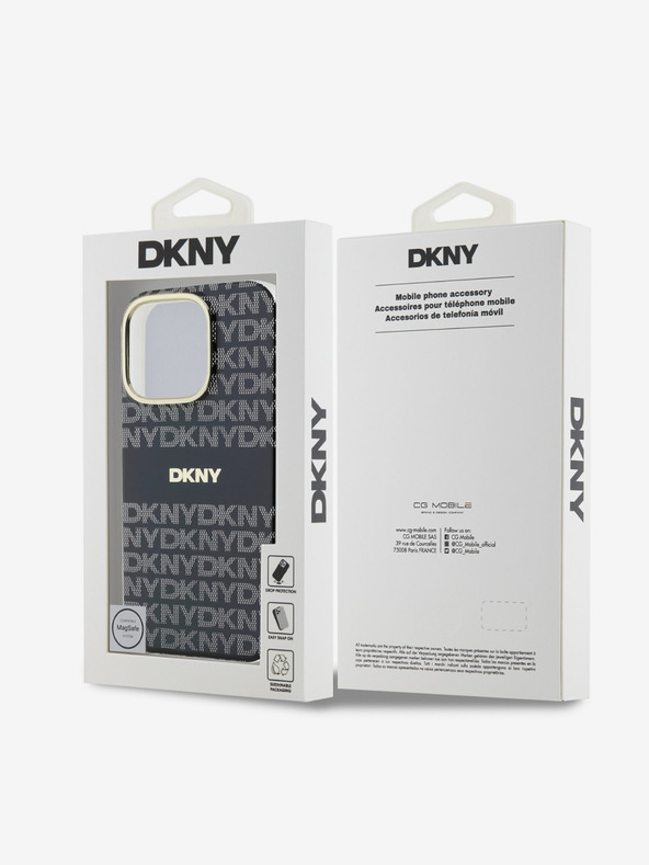 DKNY DKNY PC/TPU Repeat Pattern Tonal Stripe Magsafe Back Cover für iPhone 16 Pro Max Schwarz