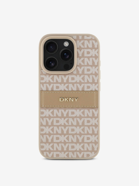 DKNY DKNY PU Leder Repeat Pattern Tonal Stripe Back Cover für iPhone 16 Pro Pink