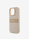 DKNY DKNY PU Leder Repeat Pattern Tonal Stripe Back Cover für iPhone 16 Pro Pink