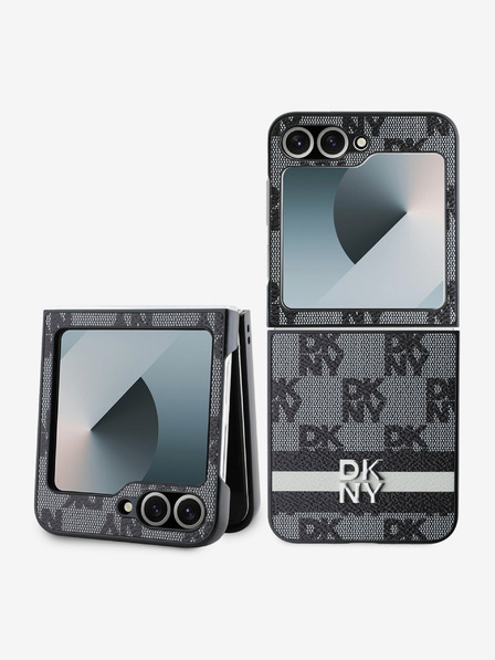 DKNY DKNY PU Leder Karomuster und Streifen Back Cover für Samsung Galaxy Z Flip 6 Schwarz