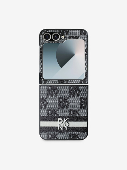 DKNY DKNY PU Leder Karomuster und Streifen Back Cover für Samsung Galaxy Z Flip 6 Schwarz